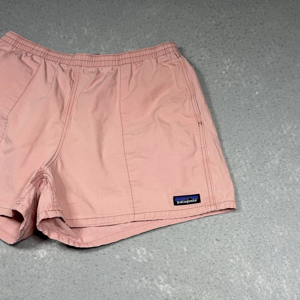 Patagonia Shorts Men Large Pink Funhoggers Khaki Elastic Waist Cotton 3 Pockets - Picture 5 of 16